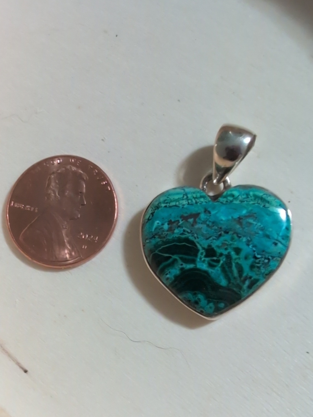 Chrysocolla Heart 925 Silver Luxury AAA PENDANT WITH MALACHITE